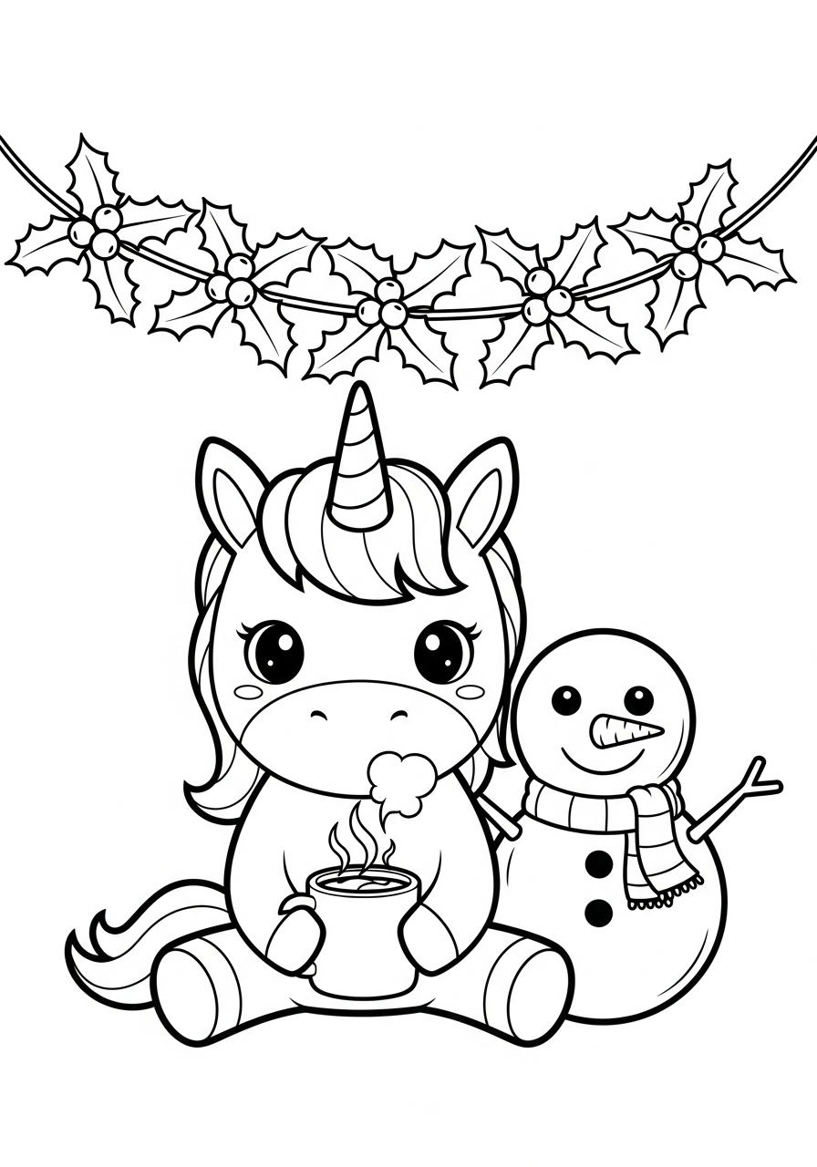 Unicorno di Natale 15 disegni facili di Unicorno di Natale da colorare