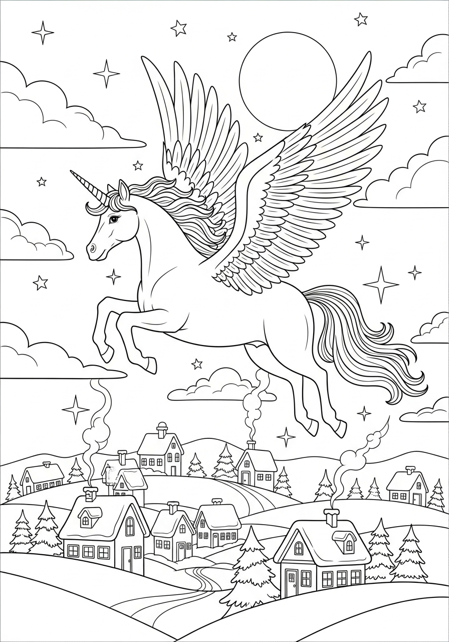 Unicorno di Natale 14 disegni da stampare e colorare Unicorno di Natale 1
