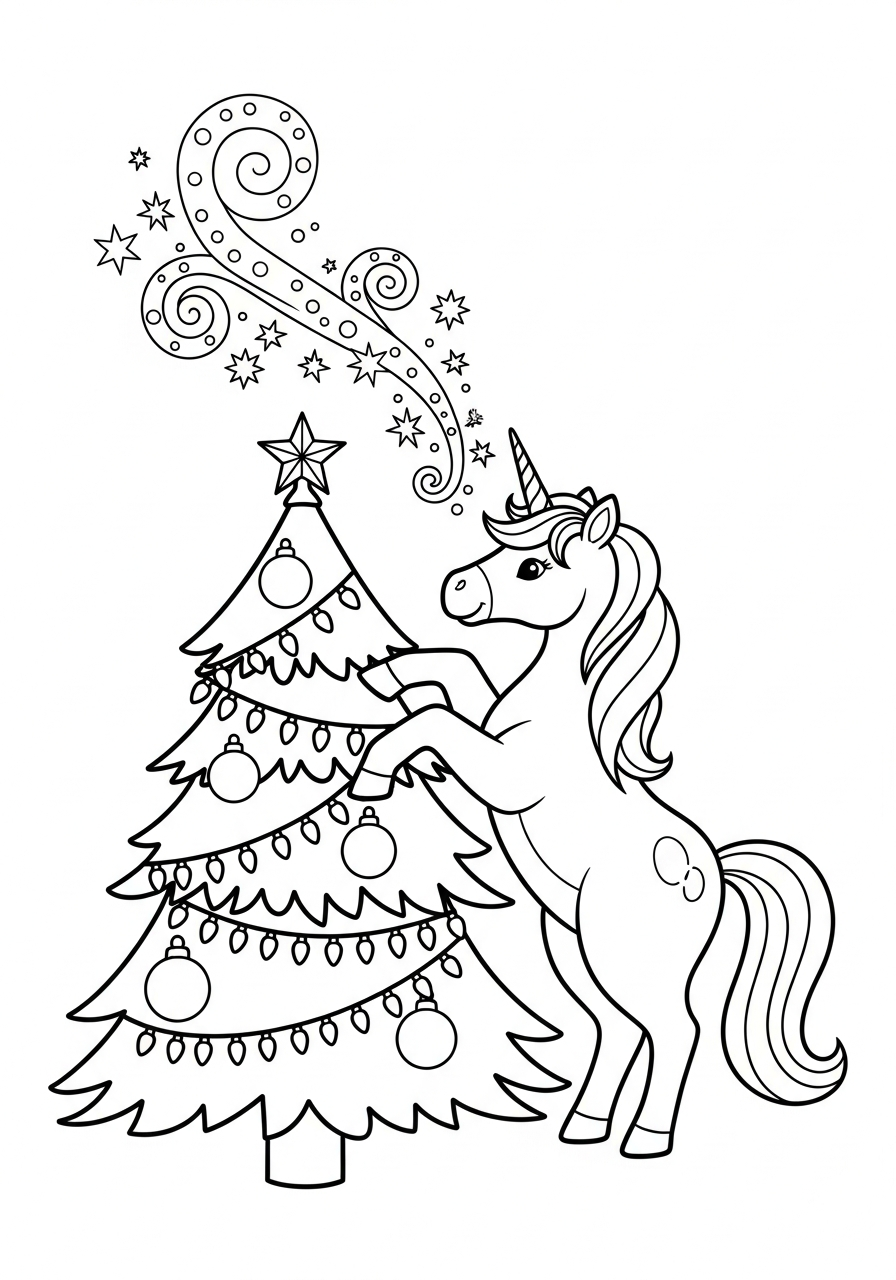 Unicorno di Natale 13 disegni Unicorno di Natale da colorare online