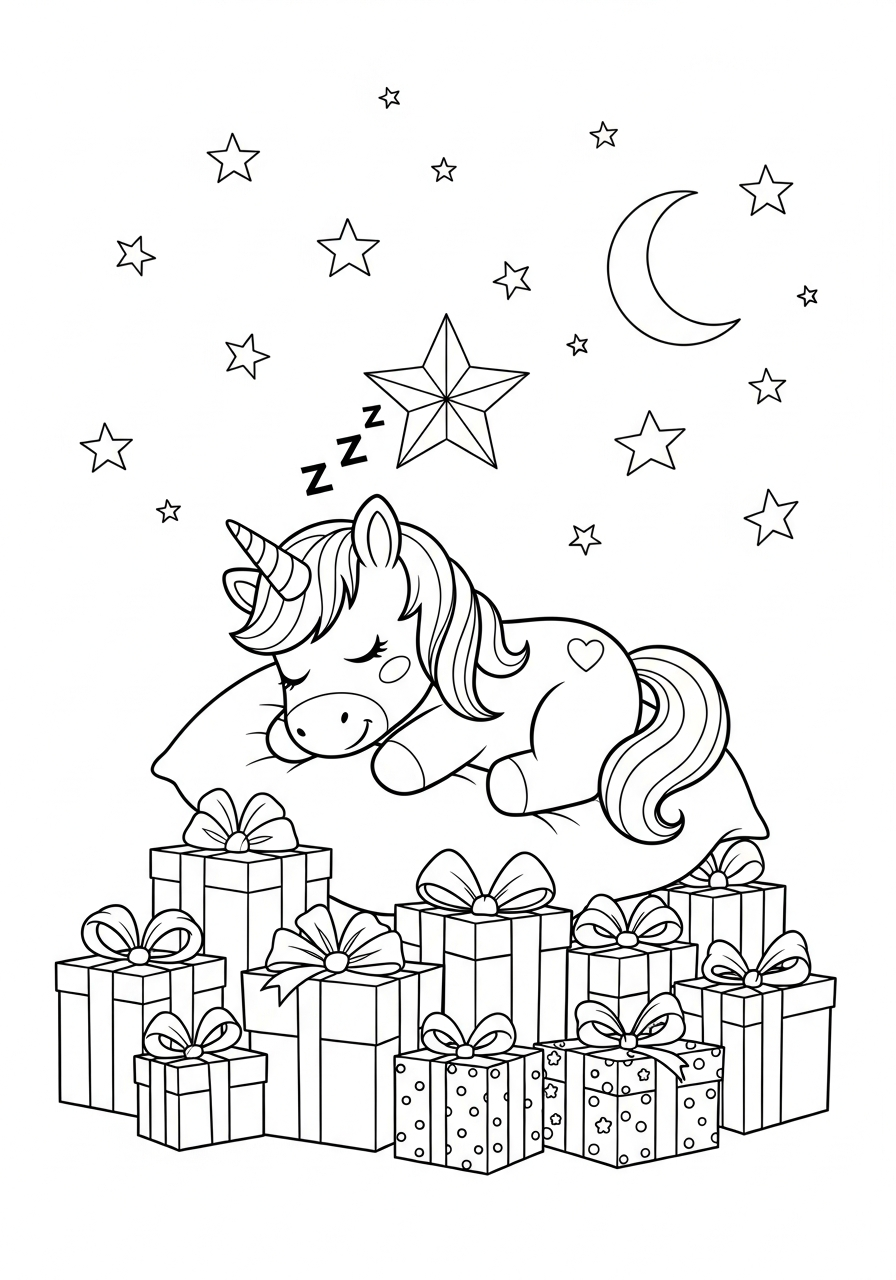 Unicorno di Natale 12 disegno Unicorno di Natale da colorare