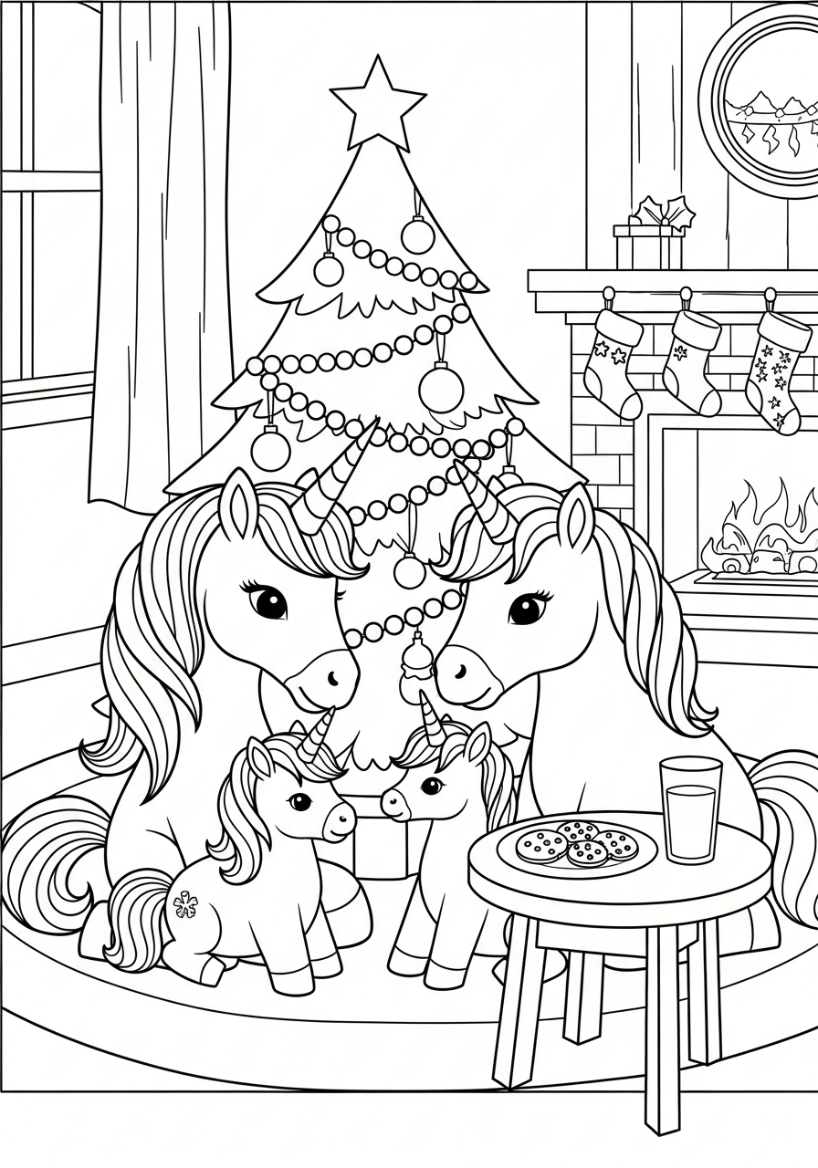 Unicorno di Natale 11 disegni di Unicorno di Natale da colorare per bambini 1