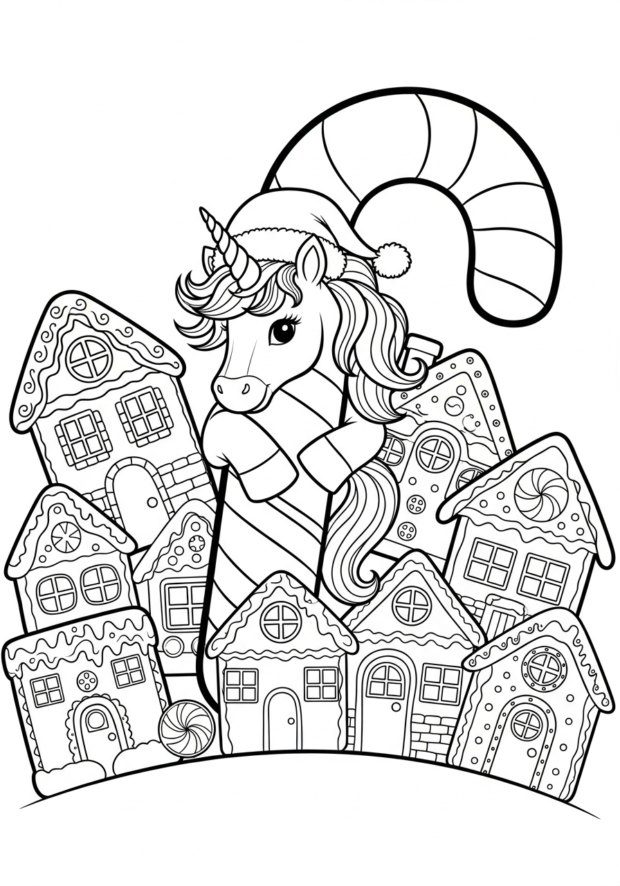 Unicorno di Natale 6 disegni Unicorno di Natale da colorare 1