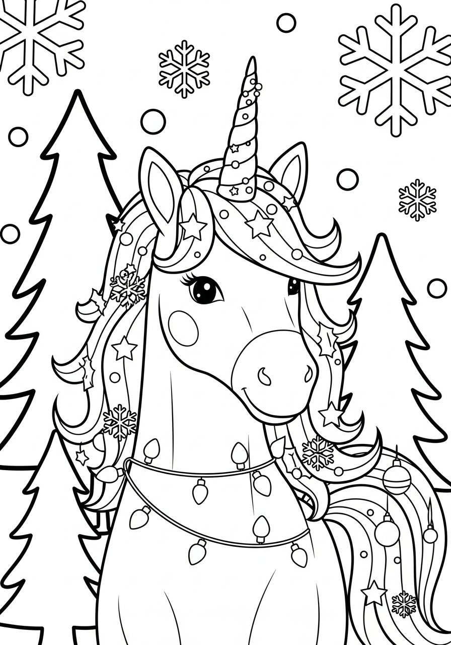 Unicorno di Natale 23 disegni di Unicorno di Natale da colorare da stampare