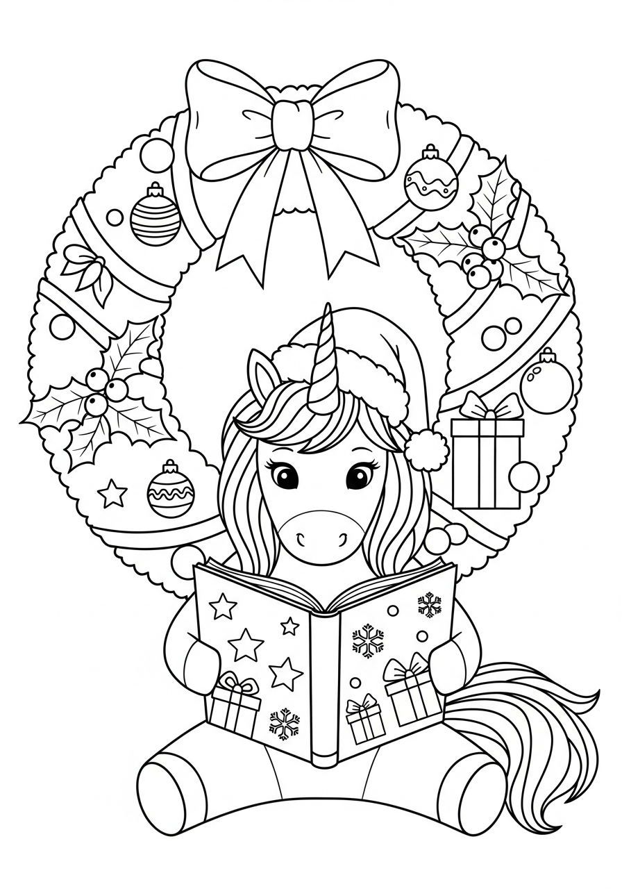 Unicorno di Natale 2 Unicorno di Natale disegno facile da colorare