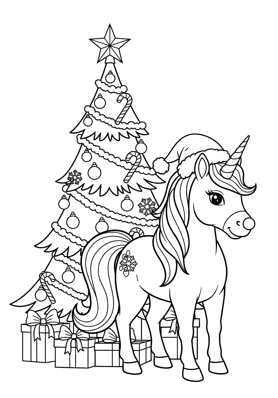 Unicorno di Natale 21 immagini da stampare e colorare di Unicorno di Natale
