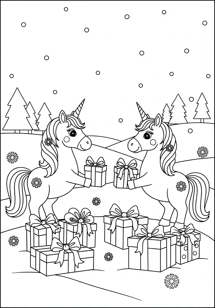 Unicorno di Natale 18 disegni Unicorno di Natale da colorare 2