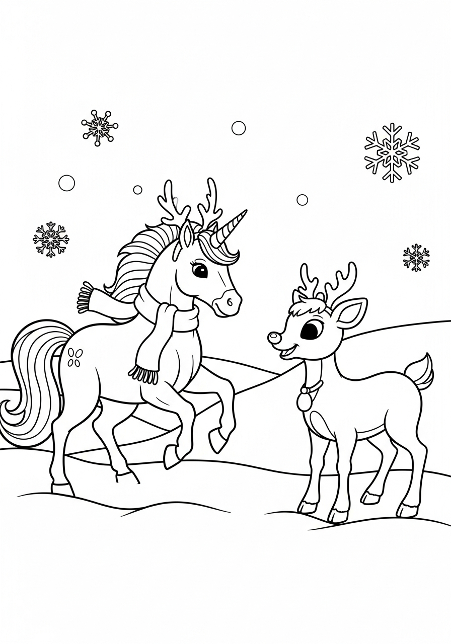 Unicorno di Natale 16 disegni da colorare Unicorno di Natale