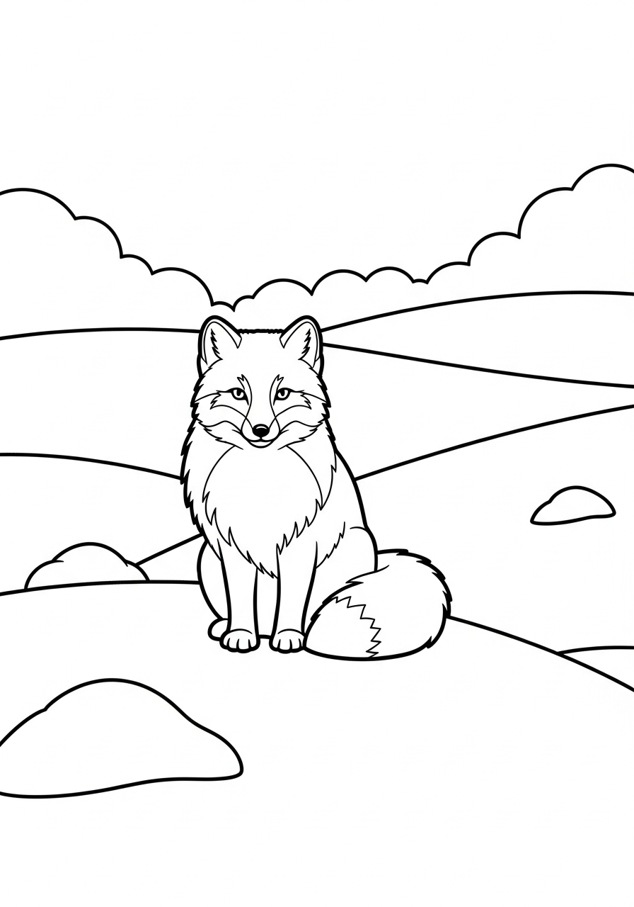 Volpe Artica da colorare e stampare a4 1