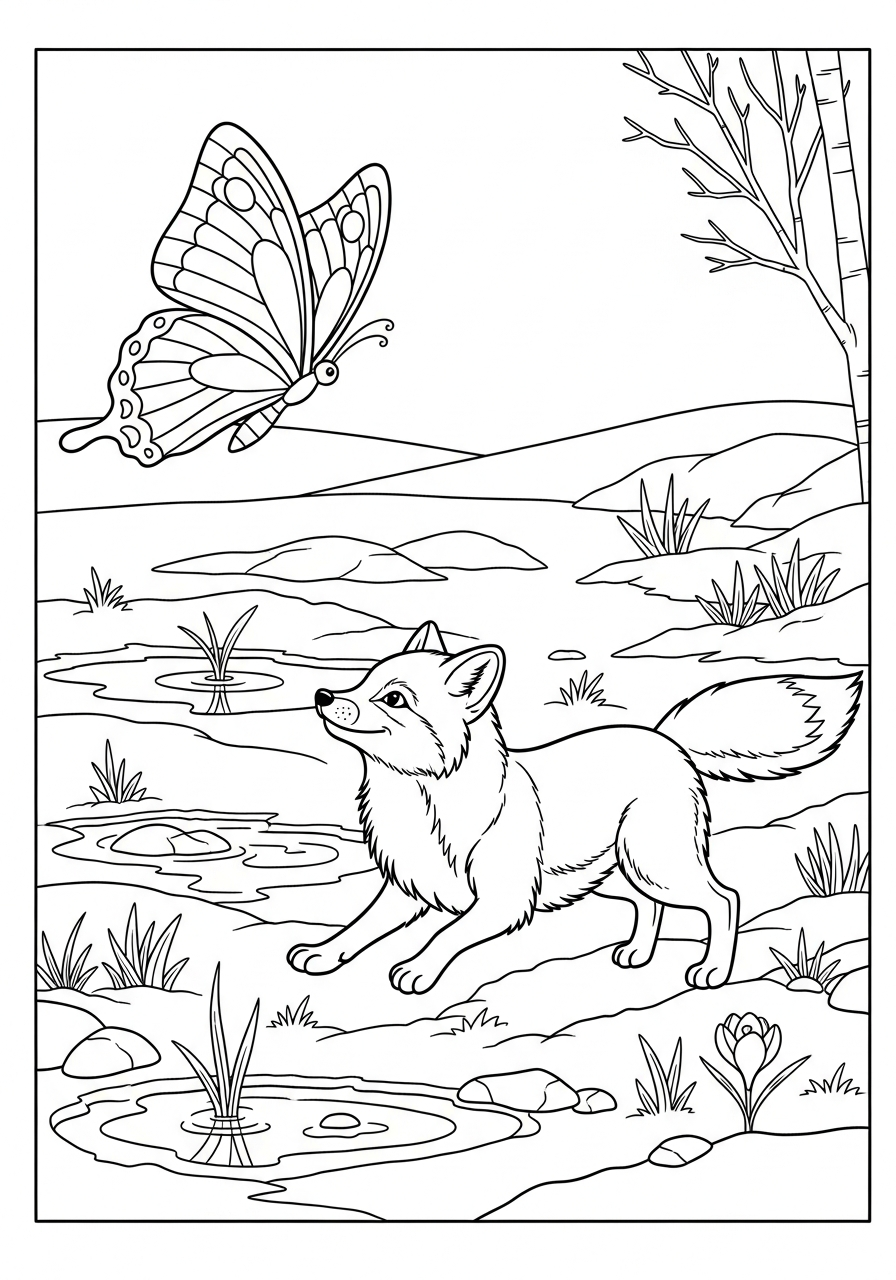stampe da colorare per bambini Volpe Artica