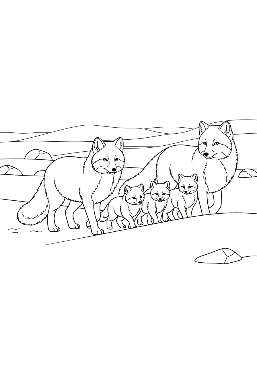 disegni da colorare gratis per bambini di Volpe Artica