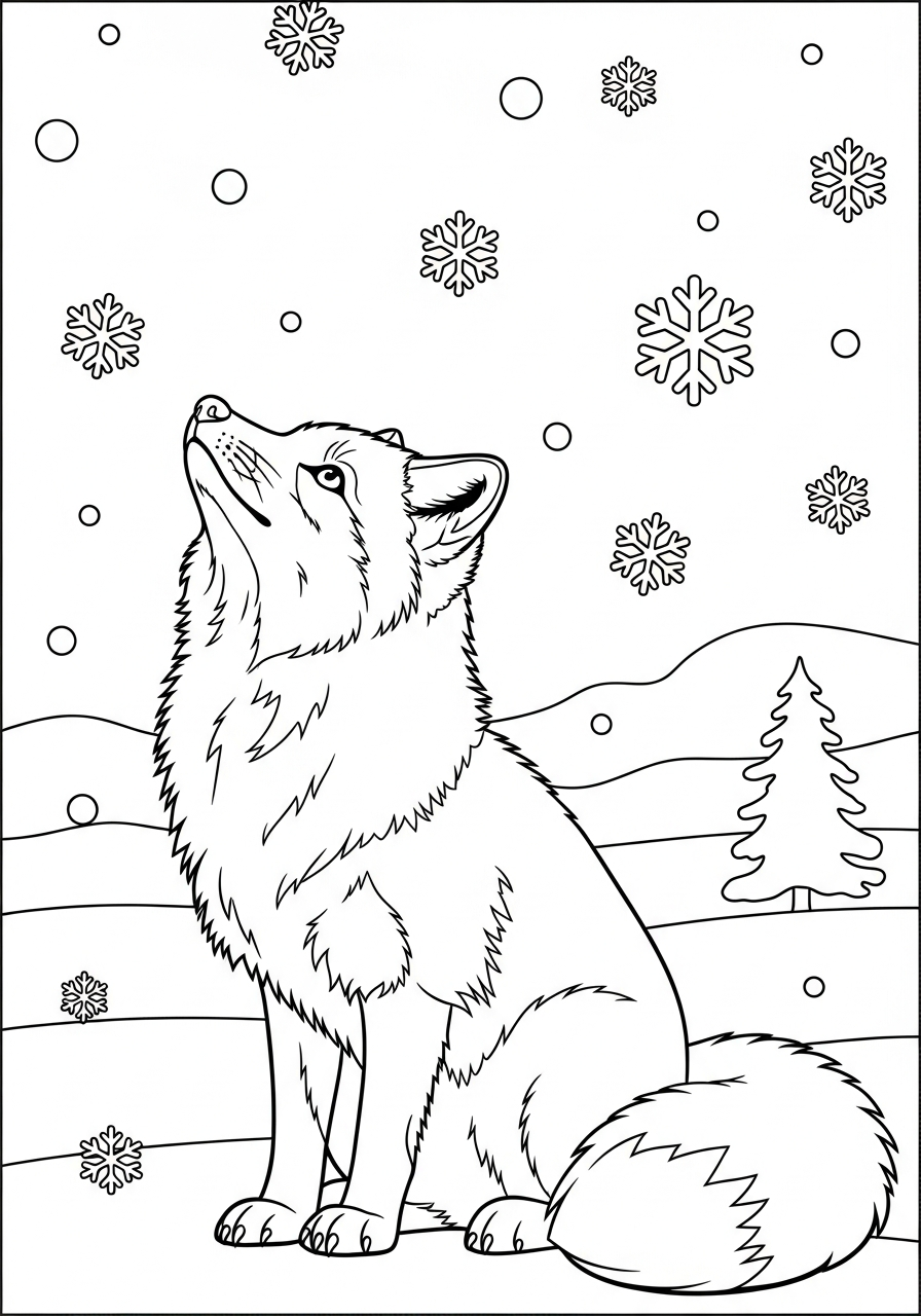 Volpe Artica da colorare e stampare a4