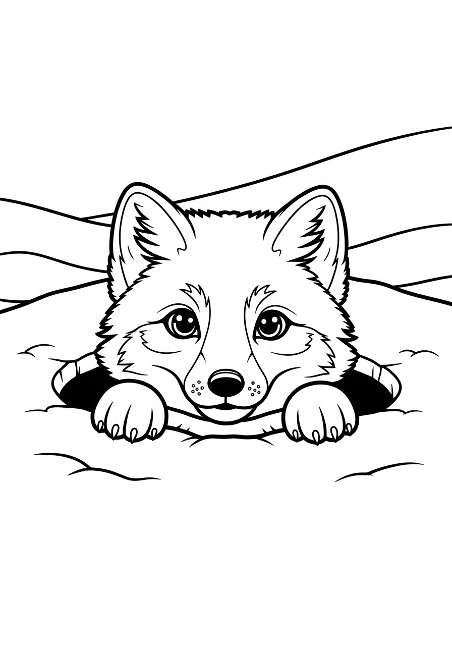disegni Volpe Artica facili da colorare 1