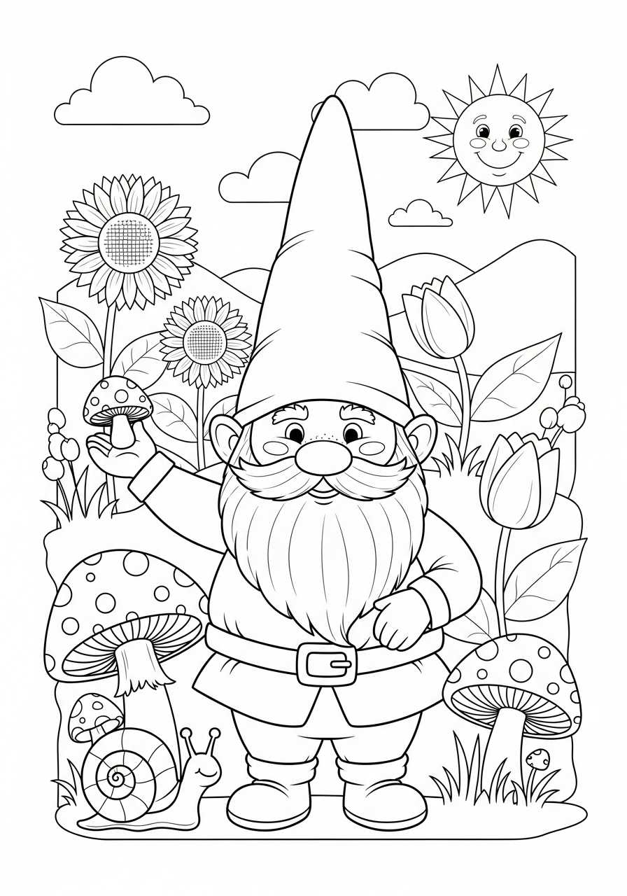 disegno gnomo da colorare