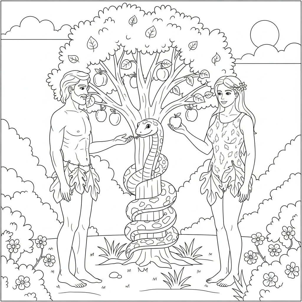 Adamo ed Eva da colorare thumbnail