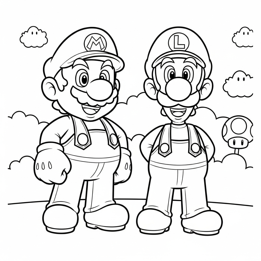 Mario e Luigi da colorare thumbnail