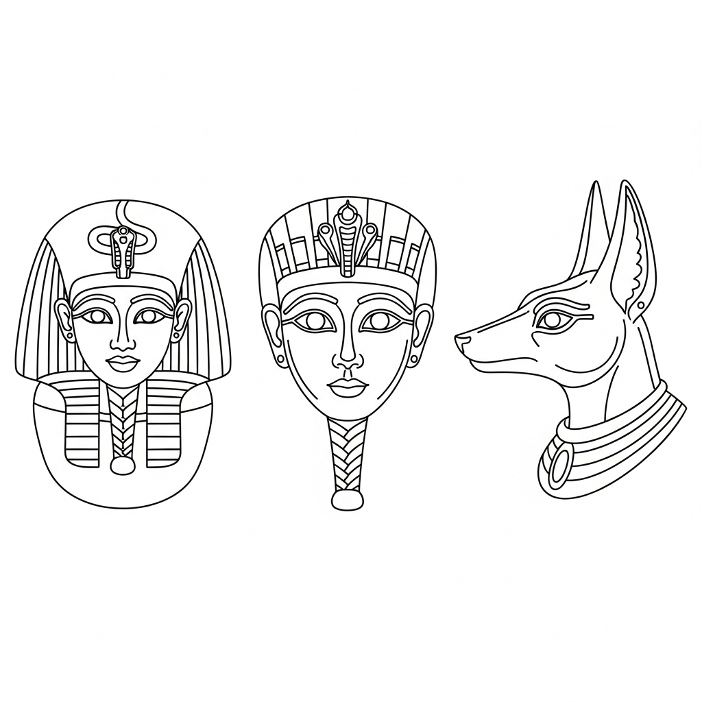 Maschere Egizie da colorare thumbnail