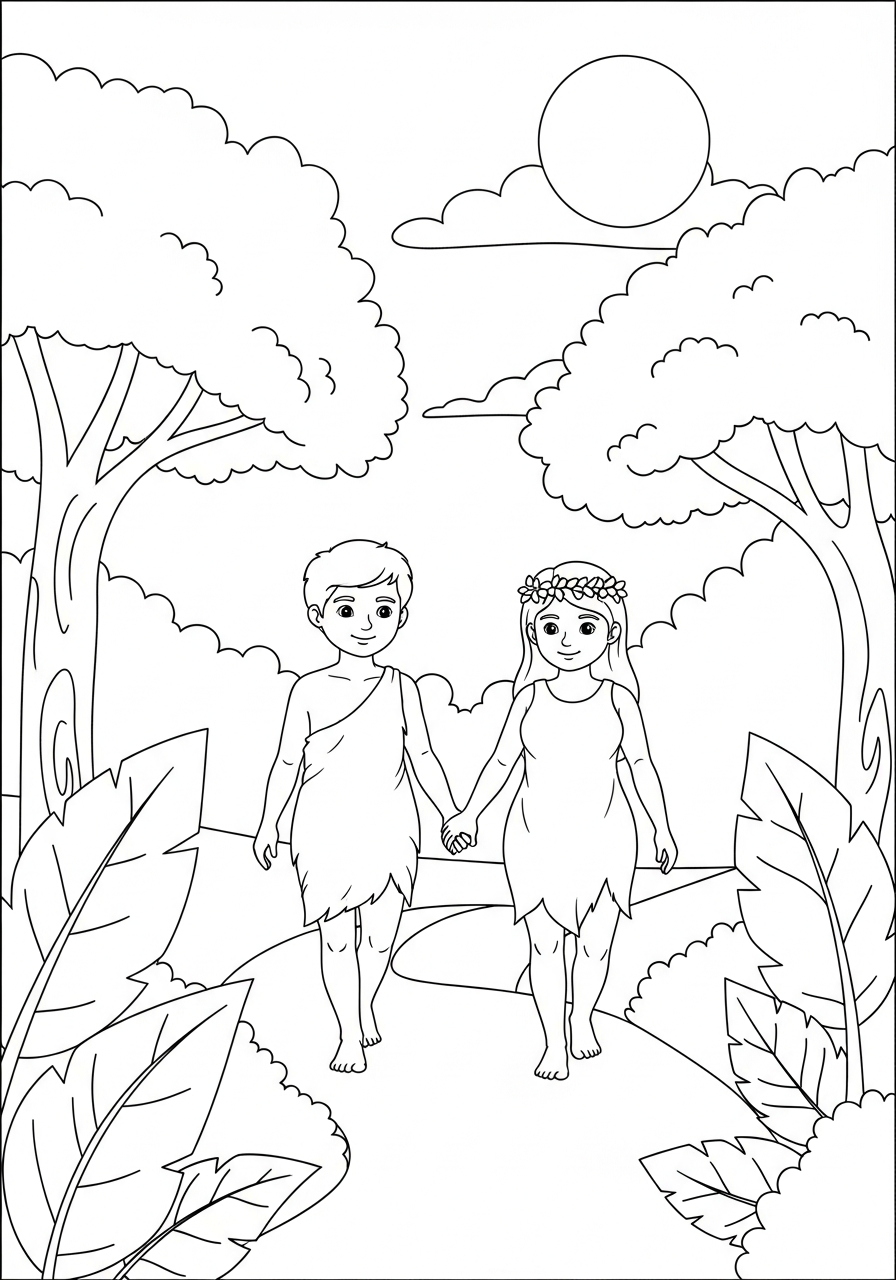 Adamo ed Eva 24 disegni da stampare e colorare Adamo ed Eva 1