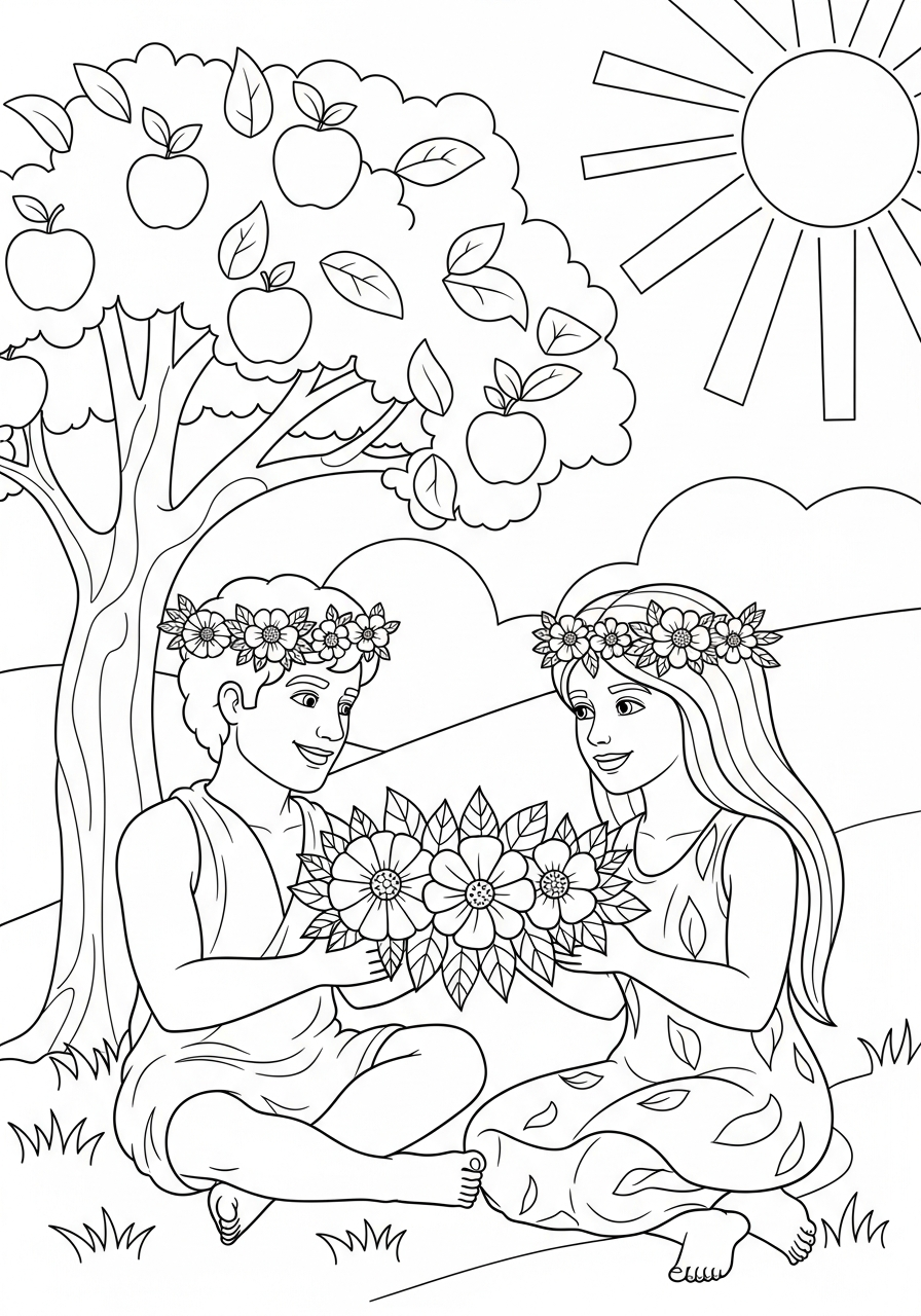 Adamo ed Eva 15 disegno Adamo ed Eva da colorare per bambini 2