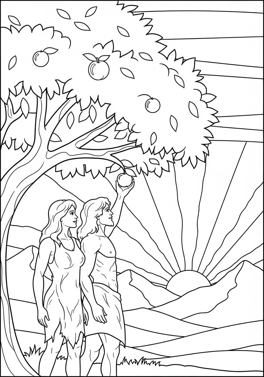 Adamo ed Eva 14 disegno Adamo ed Eva da colorare per bambini 1