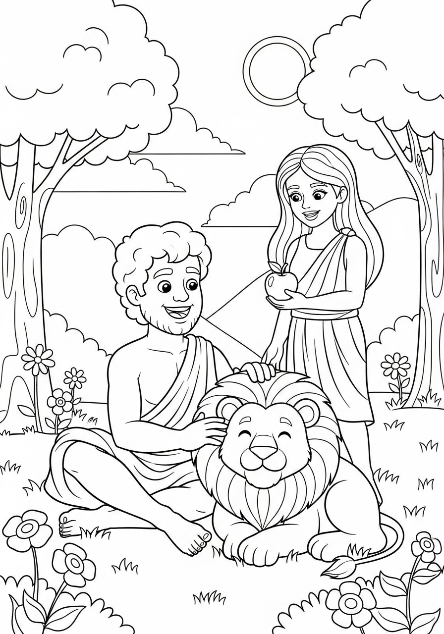 Adamo ed Eva 11 disegni Adamo ed Eva facili da colorare
