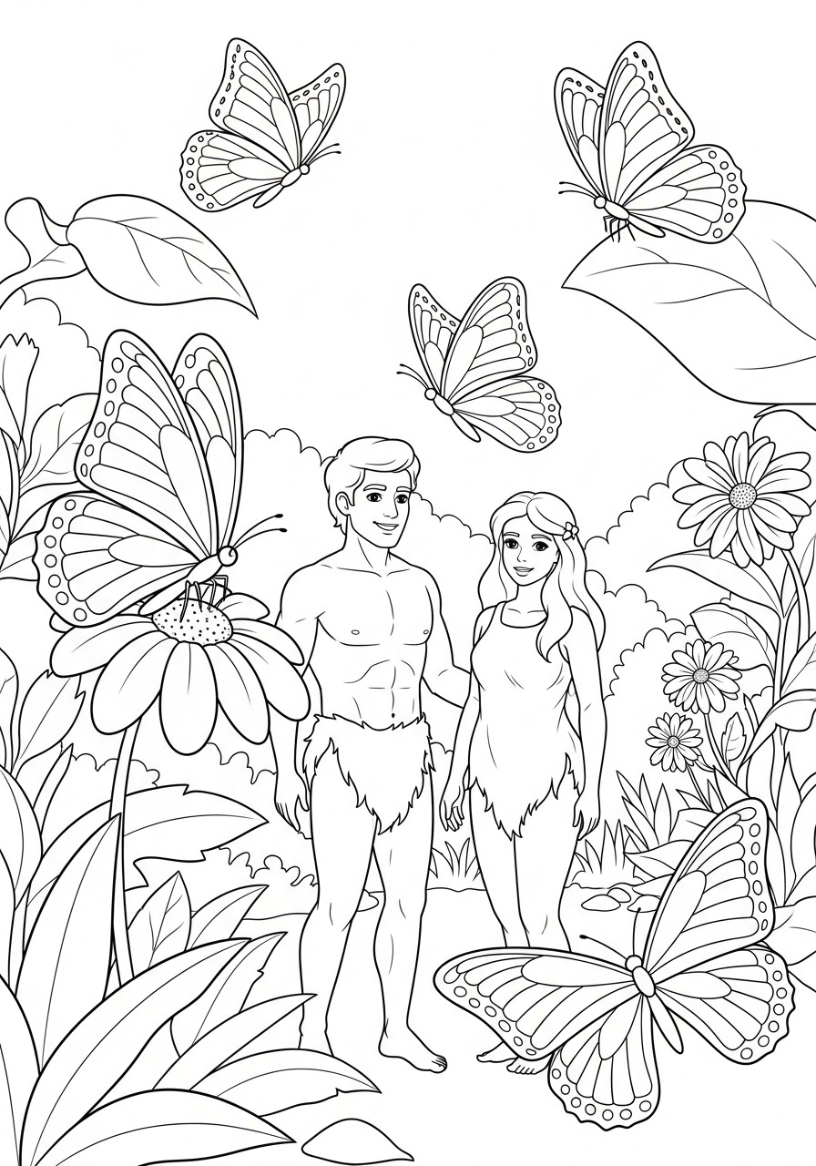 Adamo ed Eva 10 immagine Adamo ed Eva da colorare