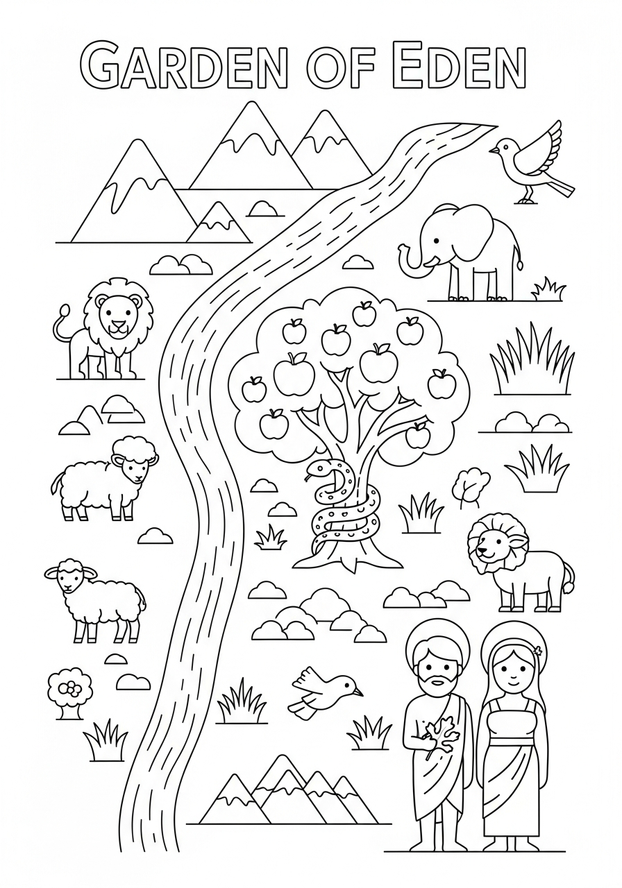 Adamo ed Eva 8 disegno Adamo ed Eva da colorare e stampare