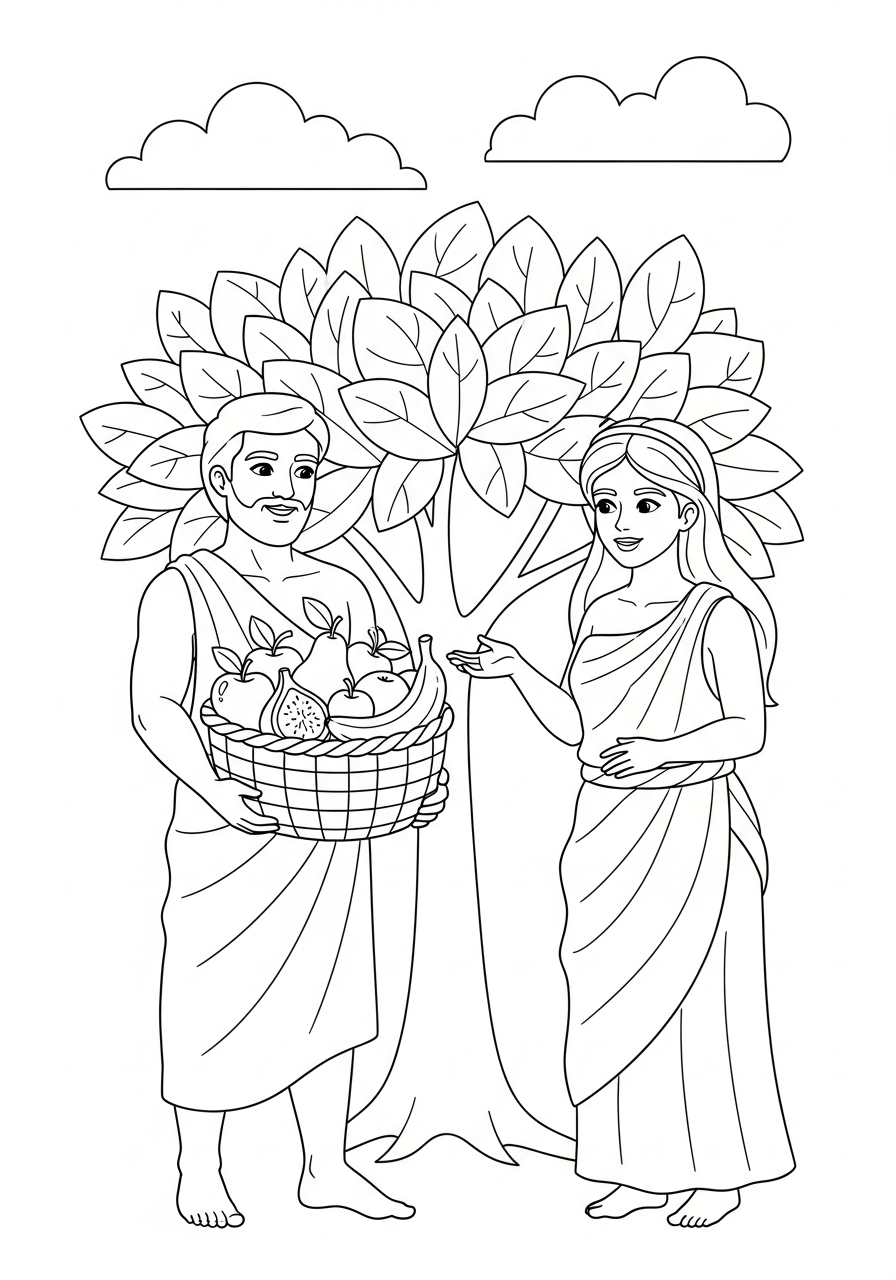 Adamo ed Eva 5 Adamo ed Eva disegno da colorare facile