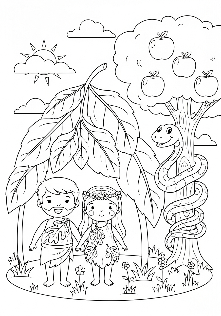 Adamo ed Eva 4 da colorare Adamo ed Eva disegno facile bambini