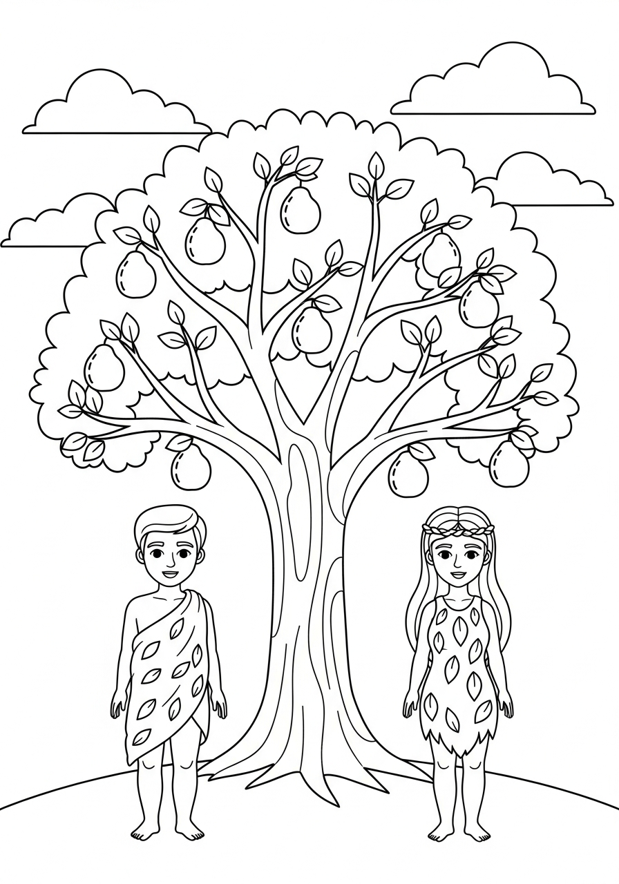 Adamo ed Eva 19 immagini da stampare e colorare di Adamo ed Eva