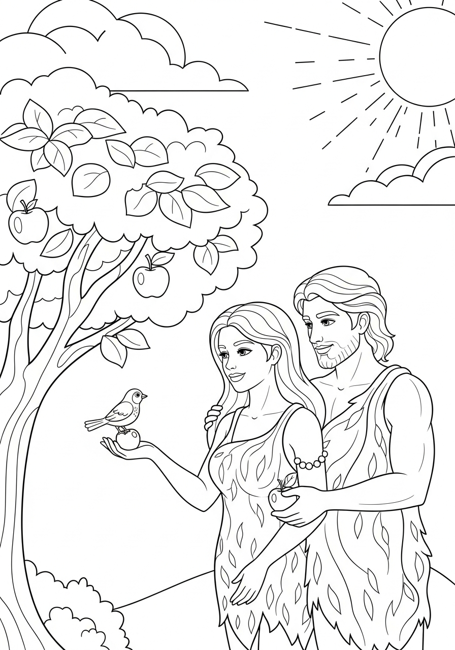 Adamo ed Eva 17 da colorare Adamo ed Eva disegno facile bambini 1