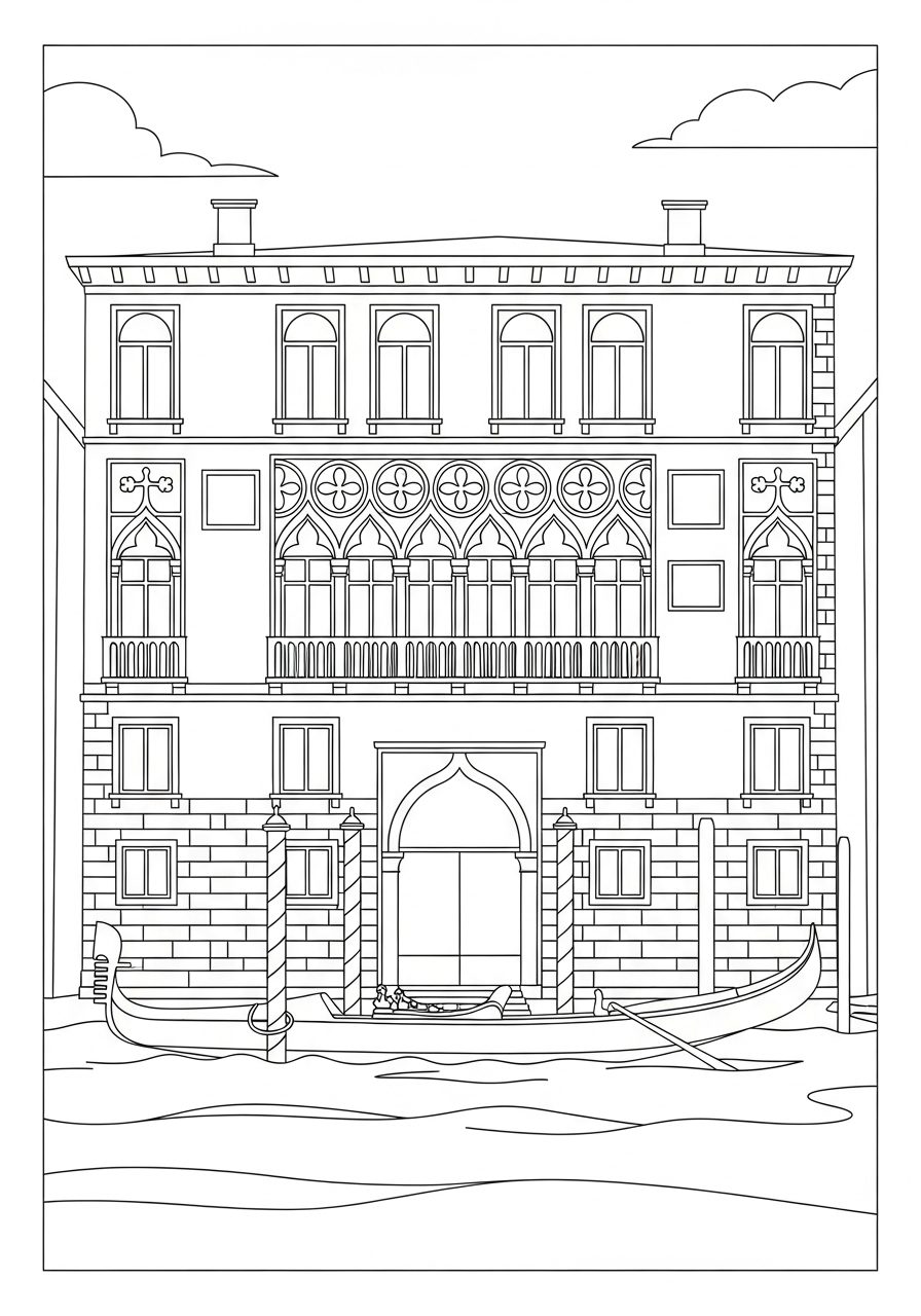 disegni di Canali di Venezia da colorare per bambini