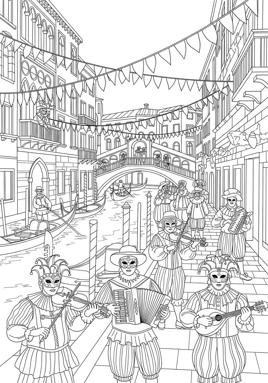 disegni da colorare Canali di Venezia da stampare