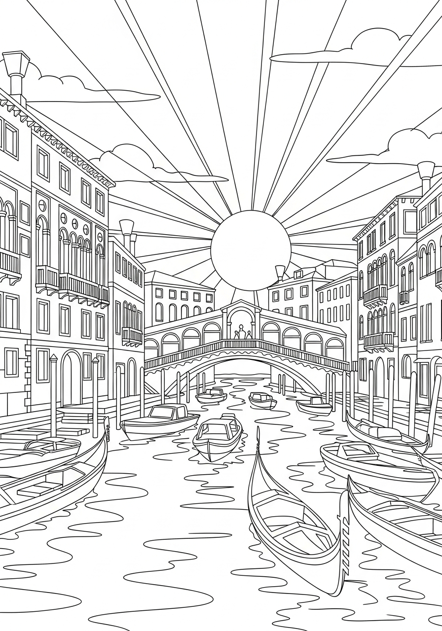 Canali di Venezia da colorare per bambini 1