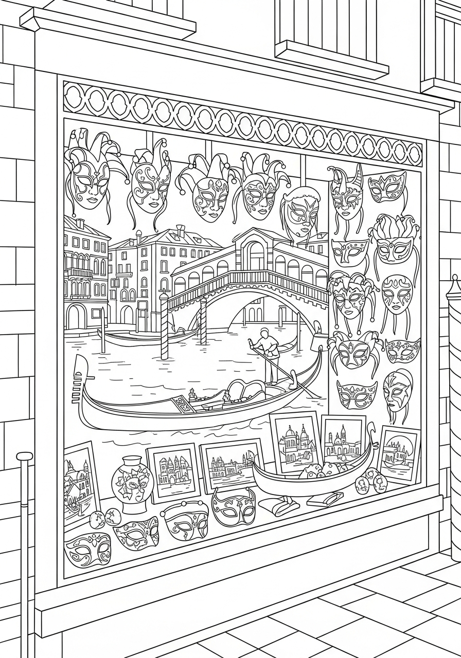 Canali di Venezia da colorare per bambini