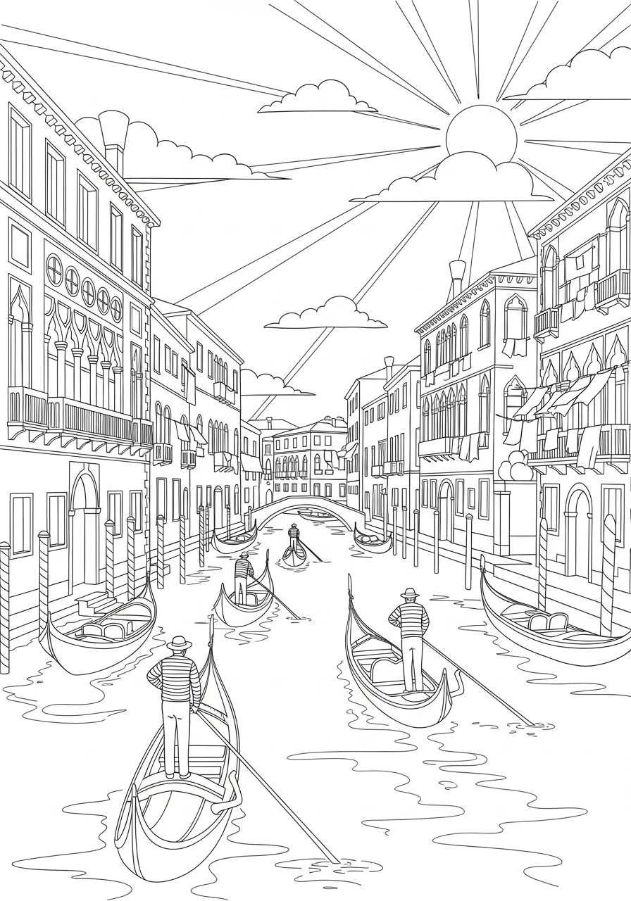 disegno Canali di Venezia da colorare