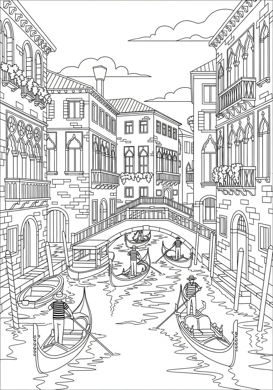 disegni Canali di Venezia da colorare pdf