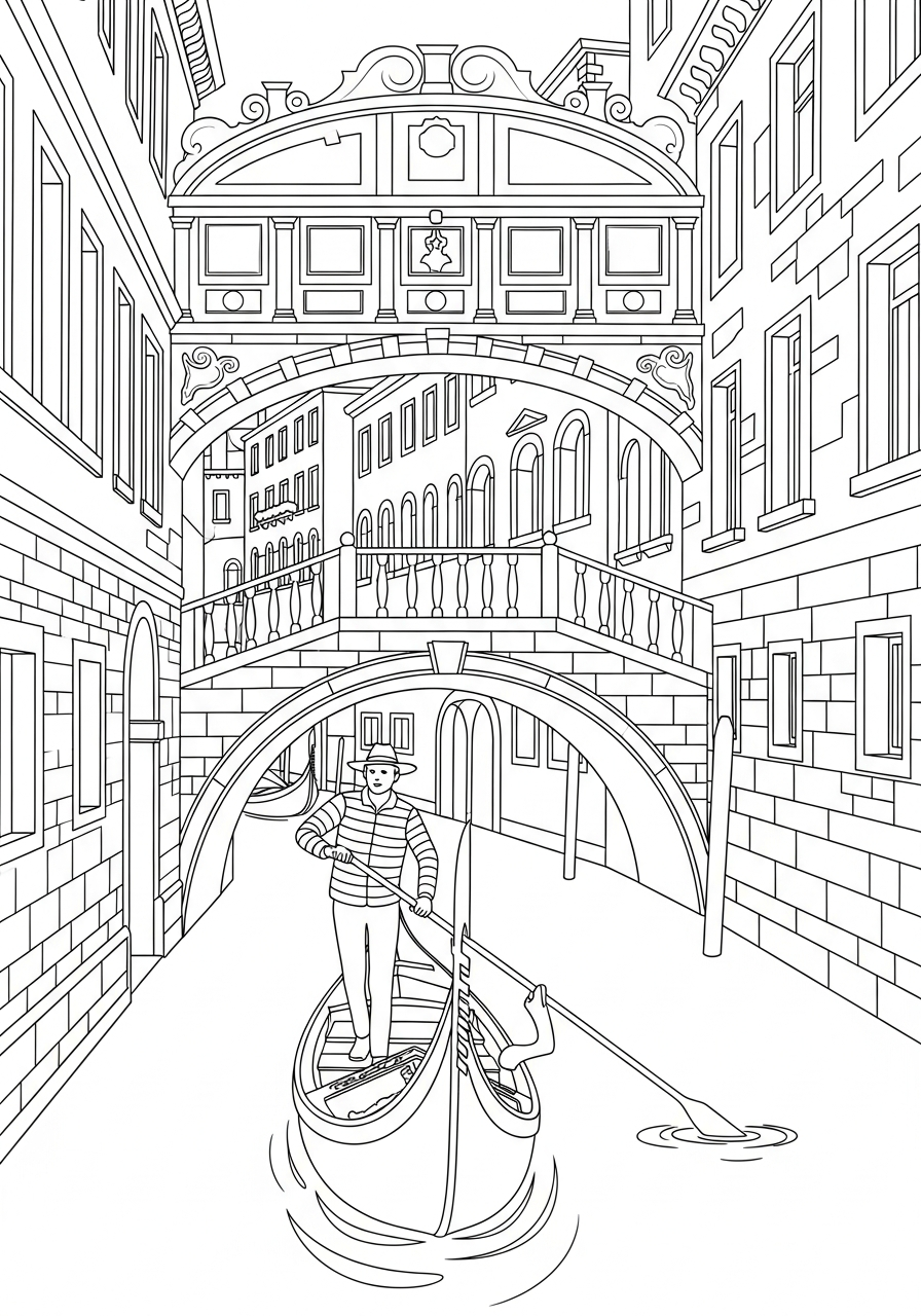 disegno di Canali di Venezia da stampare e colorare