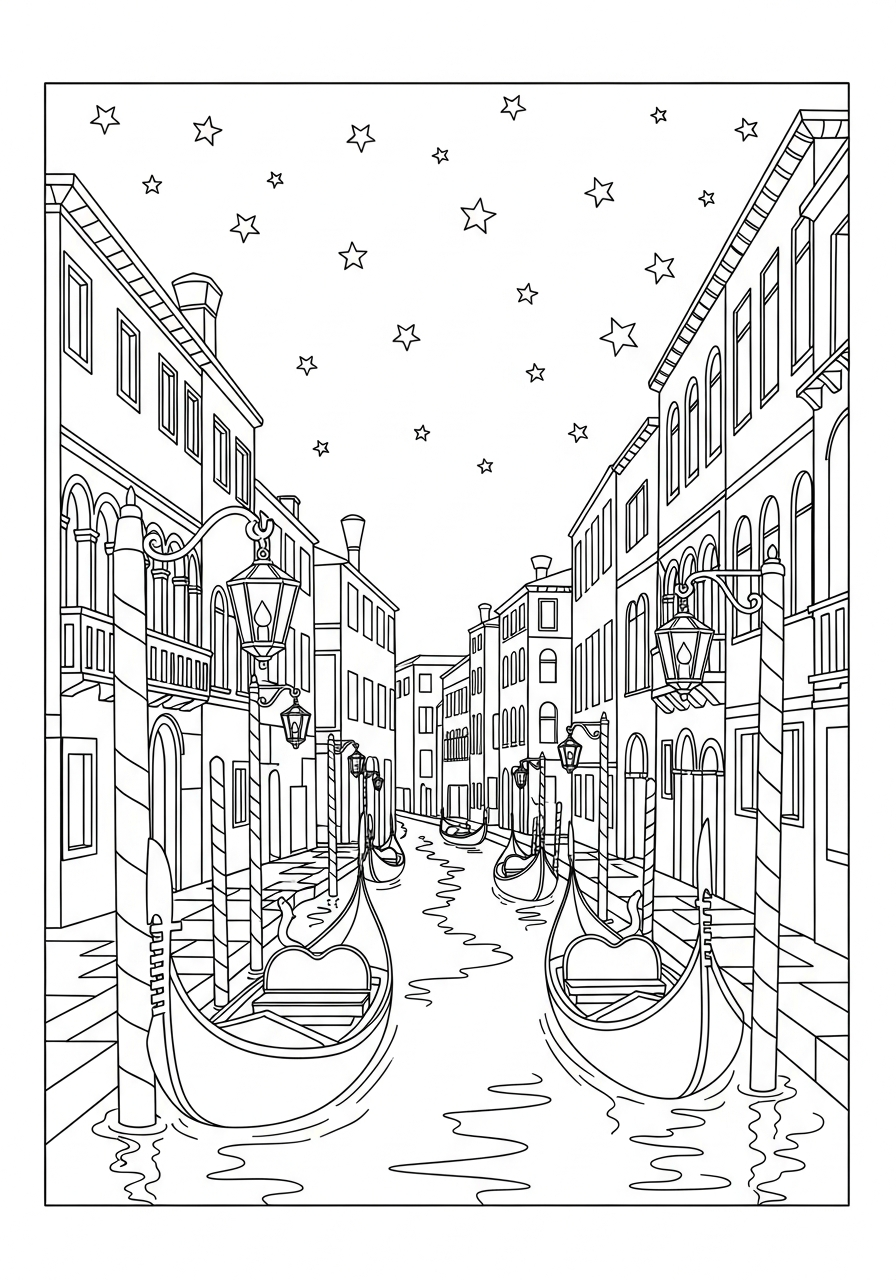 Canali di Venezia da colorare e stampare gratis