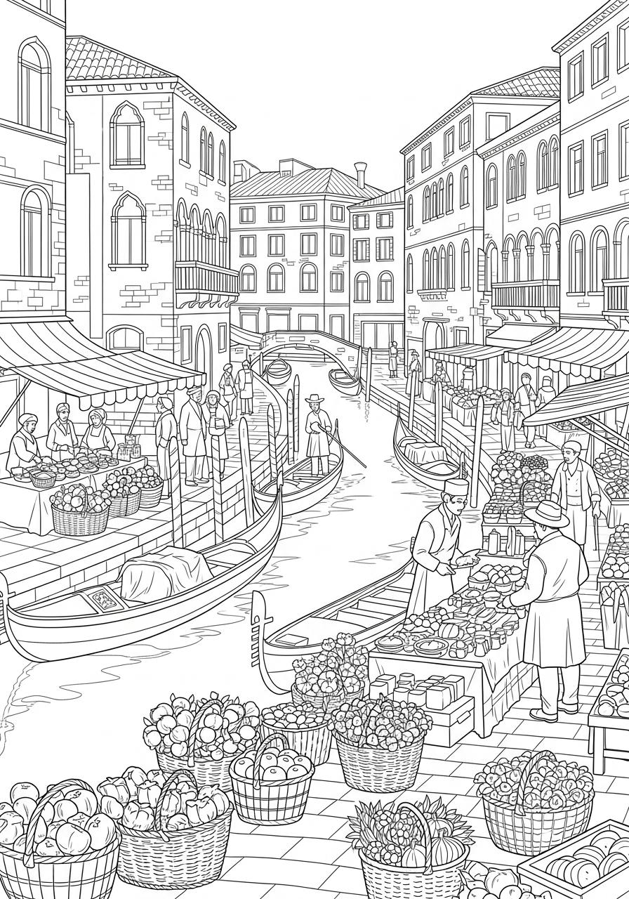 disegni da colorare Canali di Venezia