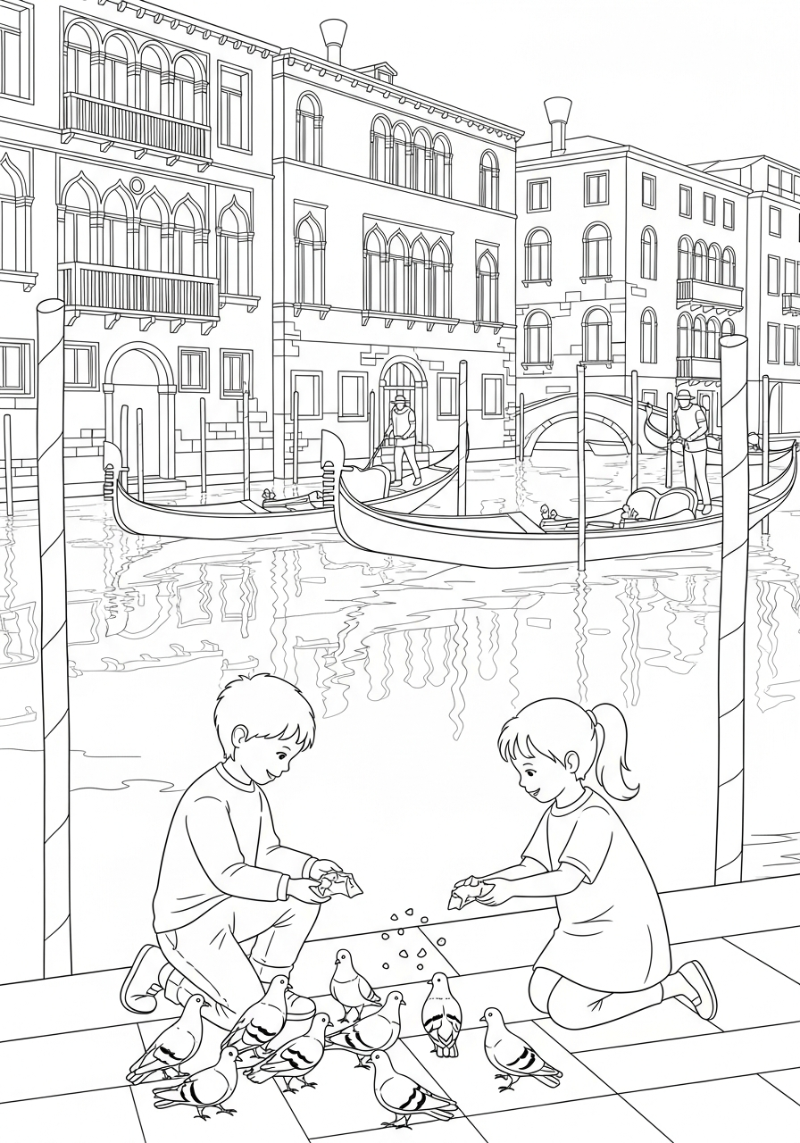 immagini Canali di Venezia da colorare e stampare