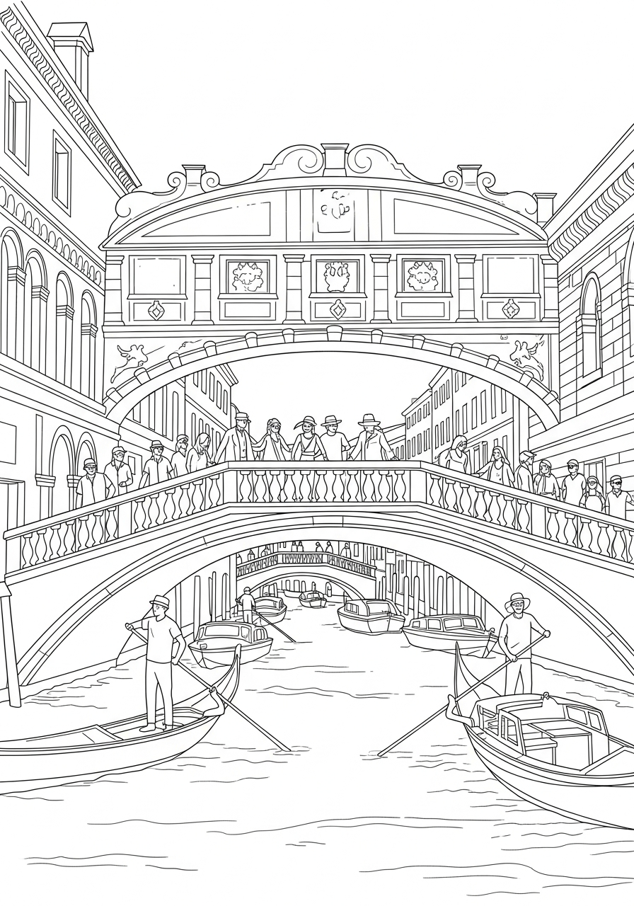 Canali di Venezia da colorare e stampare pdf