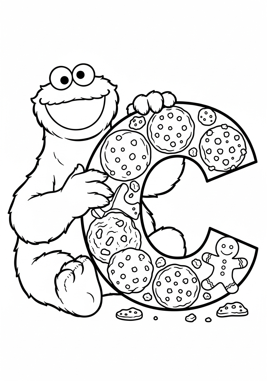 stampe da colorare per bambini Cookie Monster
