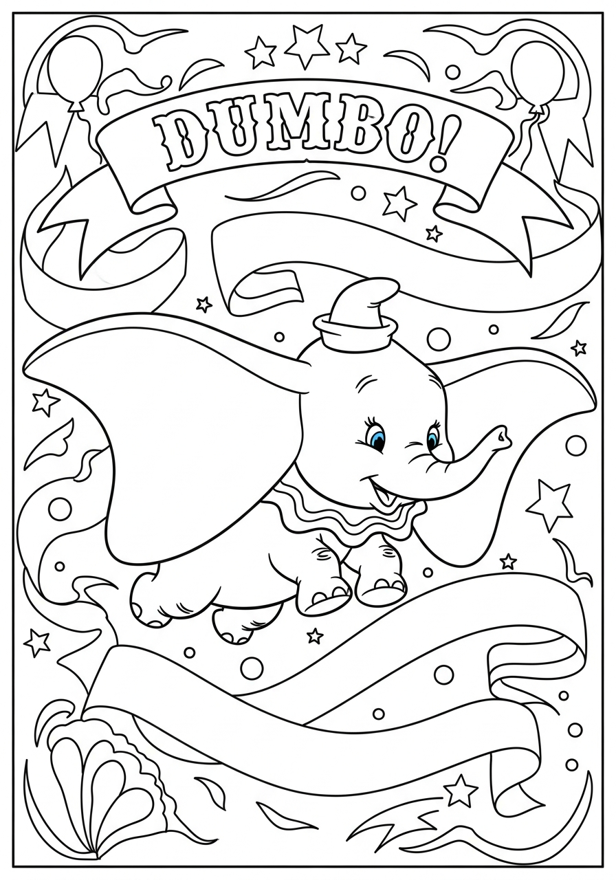 disegni Dumbo da colorare e stampare 1