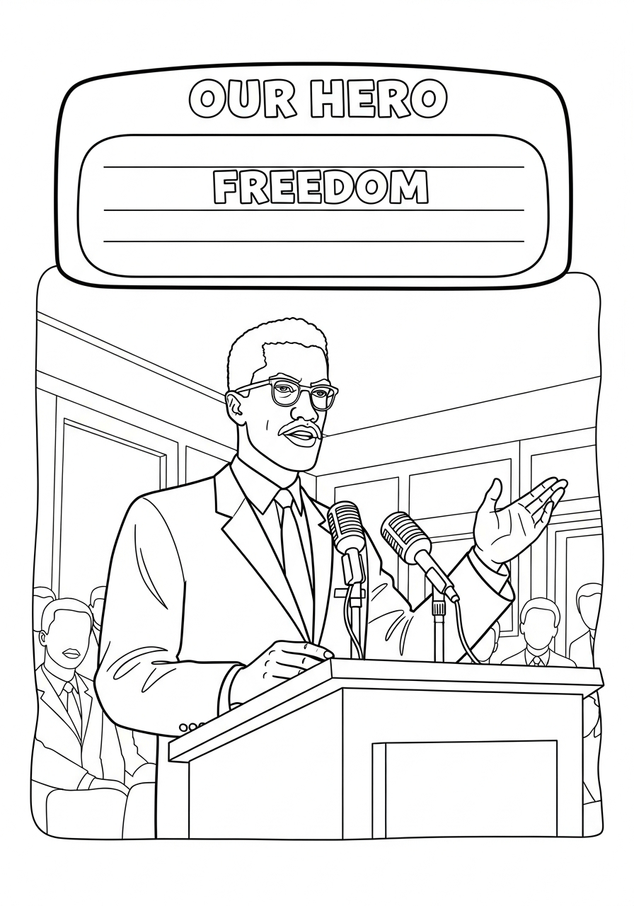 Malcolm X 8 foto di Malcolm X da colorare