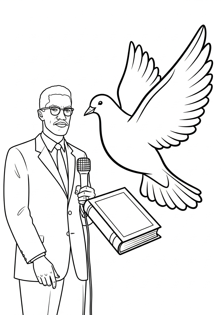 Malcolm X 6 da colorare Malcolm X disegno facile bambini