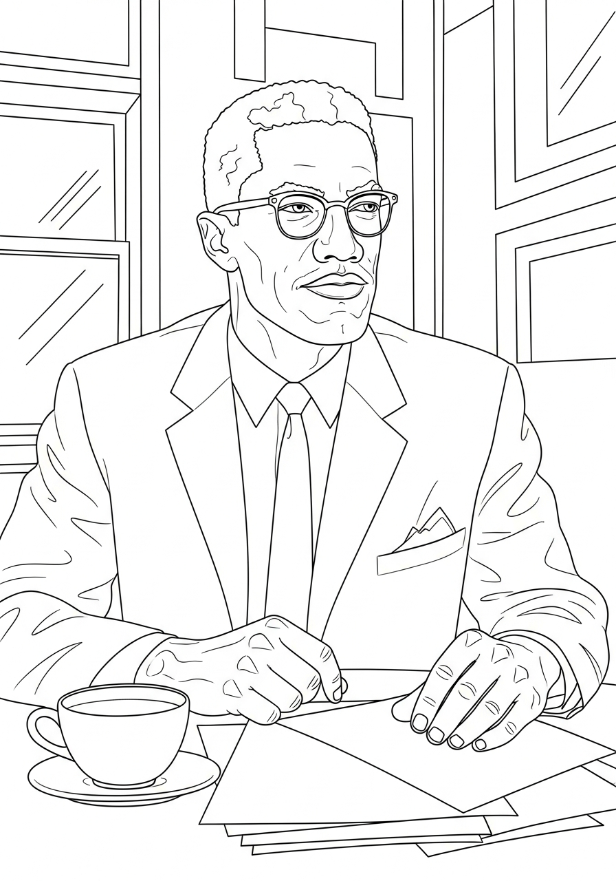 Malcolm X 3 immagini di Malcolm X da stampare e colorare