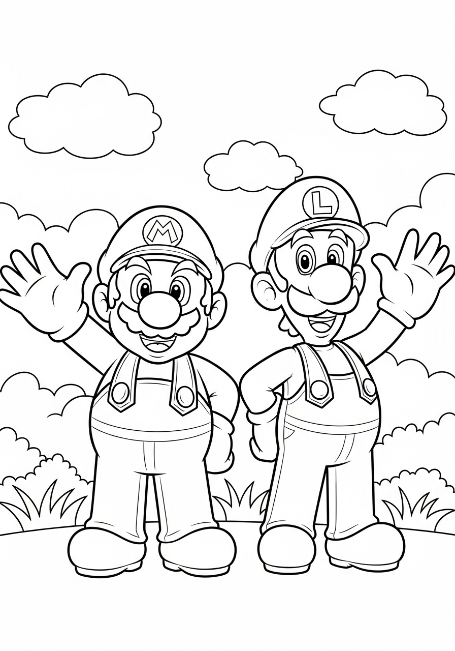Mario e Luigi 23 Mario e Luigi disegno da colorare