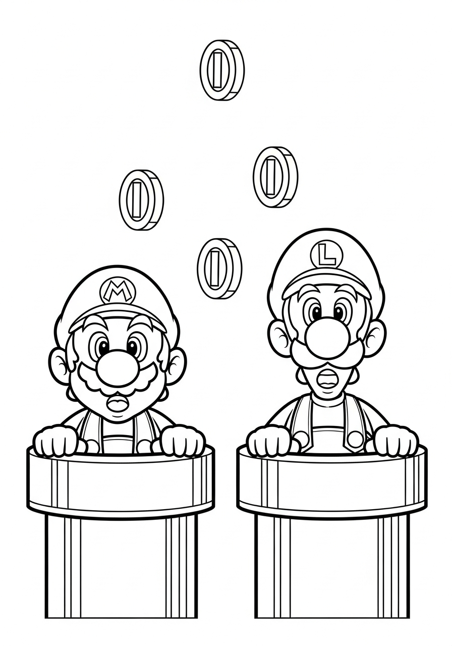 Mario e Luigi 14 immagine da colorare Mario e Luigi