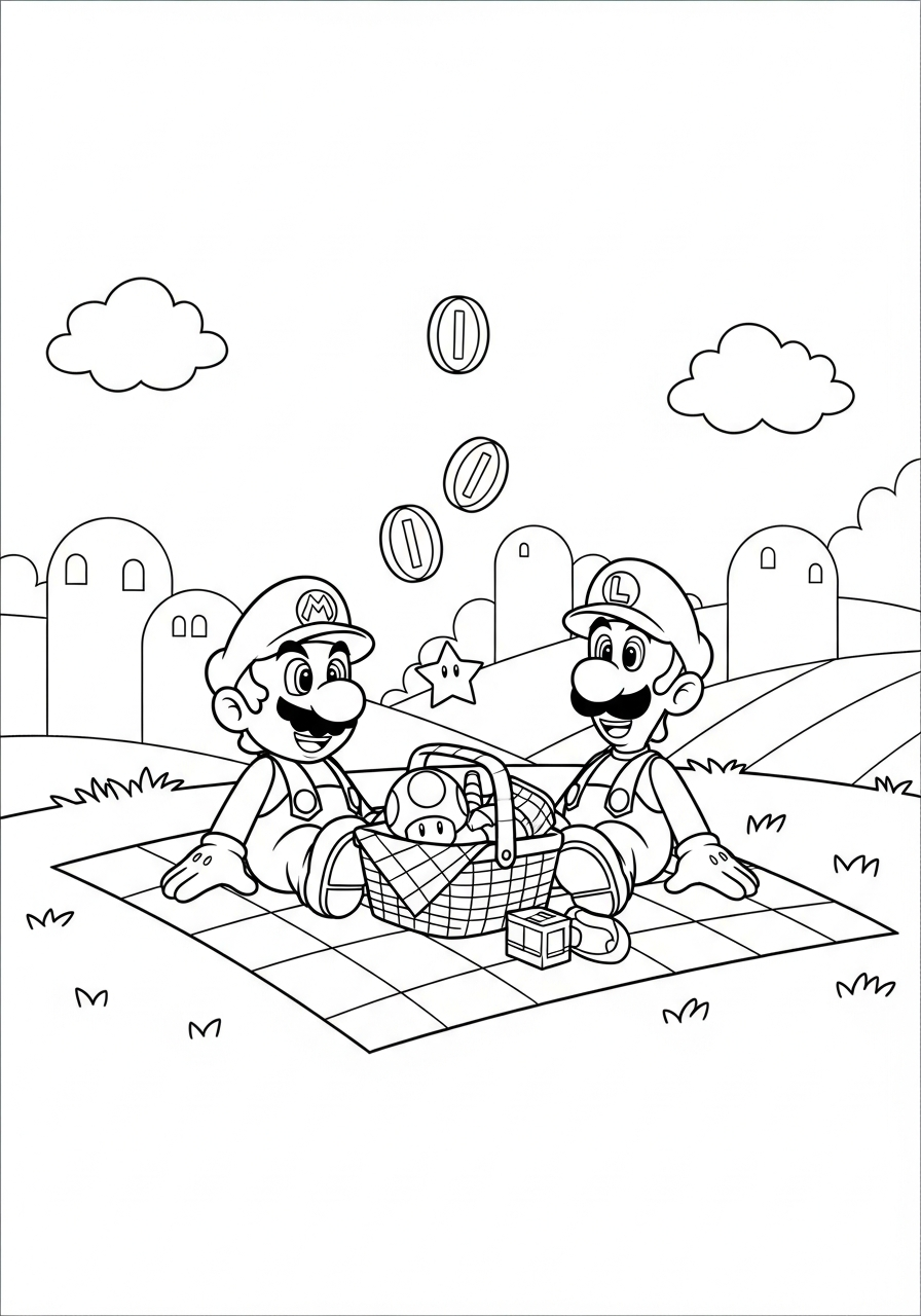 Mario e Luigi 5 pdf stampare Mario e Luigi da colorare