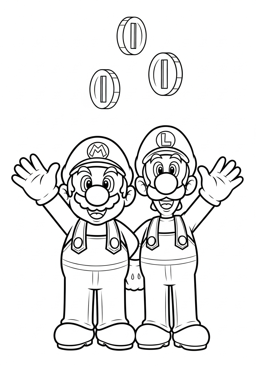 Mario e Luigi 22 disegni Mario e Luigi da colorare e stampare